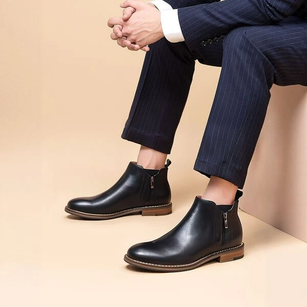 Premium Men's Genuine Leather Chelsea Ankle Boots