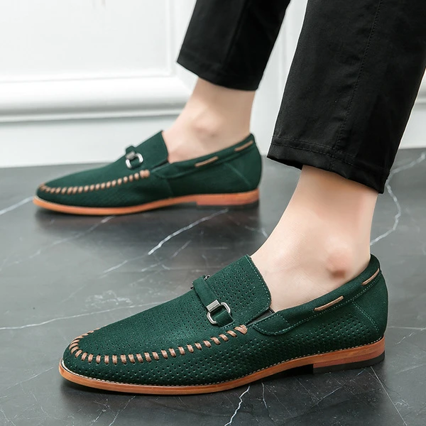Premium Men's Green Suede Loafer Shoes