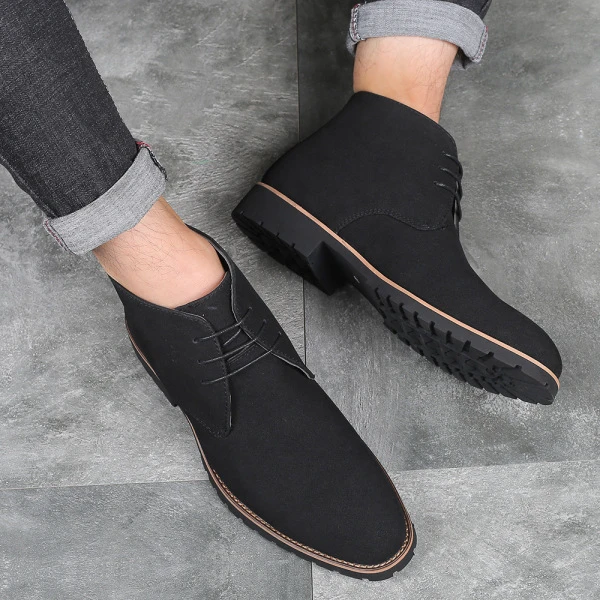 Men's Classic Black Suede Lace-Up Formal Shoes
