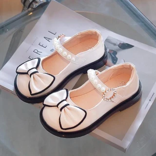 Girls' Pearl Bow Patent Leather Mary Jane Shoes