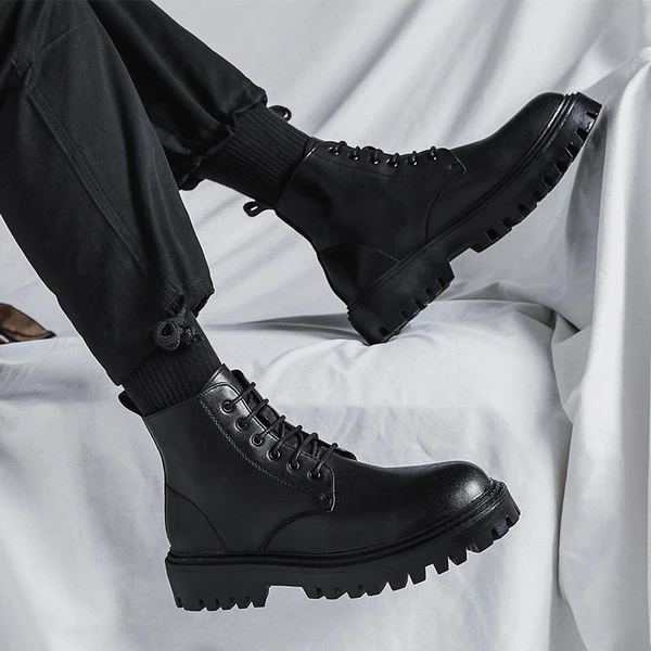 Men's Premium Black Lace-Up Combat Boots