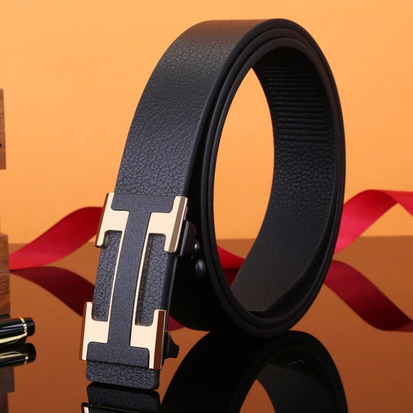 Luxury H Buckle Automatic Leather Belt for Men