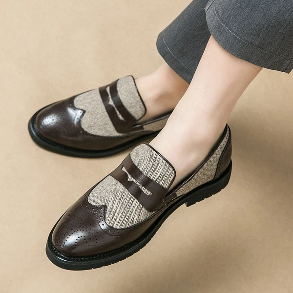 Men's Premium Black Wingtip Penny Loafers