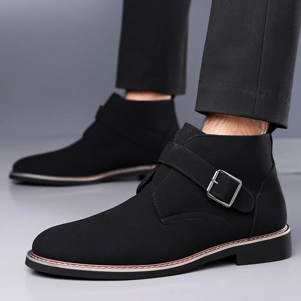 Men's Premium Suede Monk Strap Ankle Boots