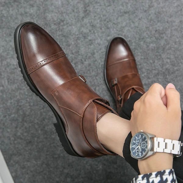 Men's Premium Double Monk Strap Leather Ankle Boots