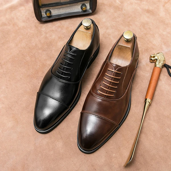Men's Premium Black Cap-Toe Oxford Formal Shoes