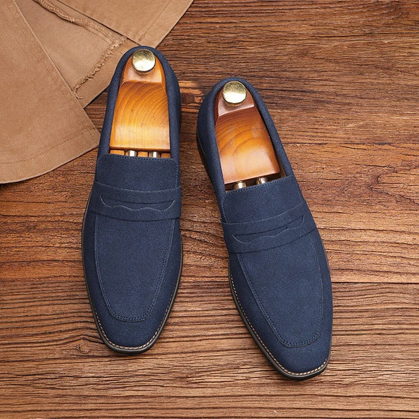Men's Premium Black Suede Penny Loafers