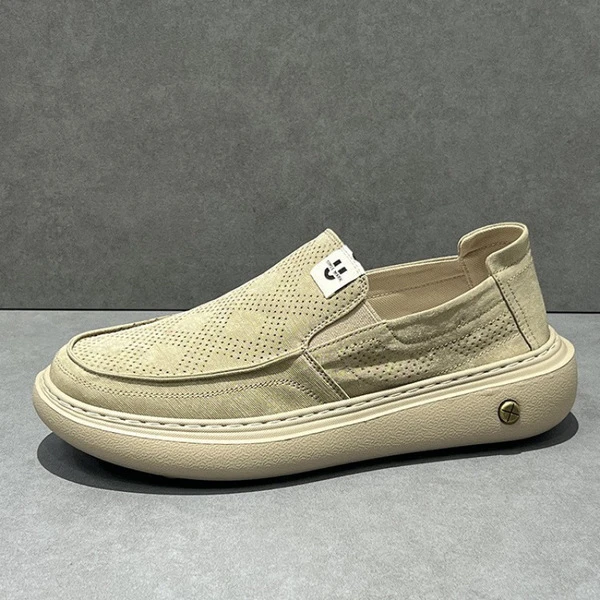 Men's Premium Beige Breathable Slip-On Casual Loafers