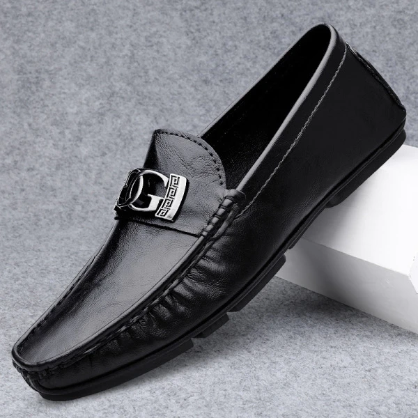 Men's Premium Black Leather Horsebit Loafers