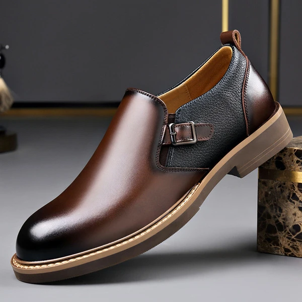 Men's Premium Brown Monk Strap Dress Shoes