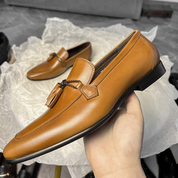 Men's Premium Tan Tassel Loafers