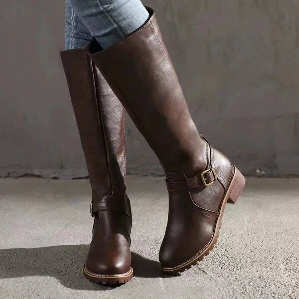Women’s Knee-High Buckle Riding Boots