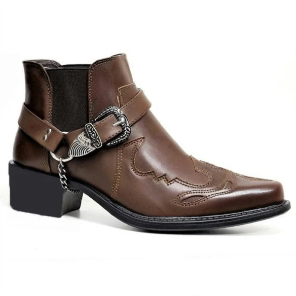 Men’s Western Buckle Chelsea Ankle Boots