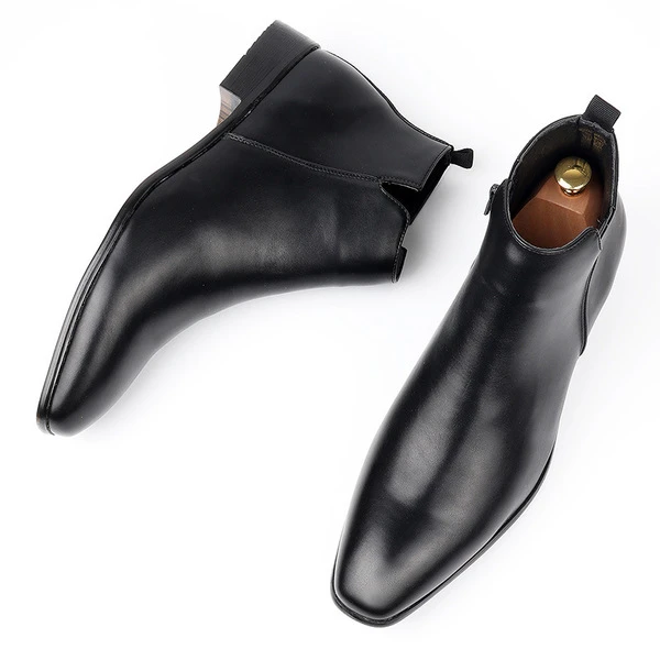 Classic Men's Black Leather Dress Boots