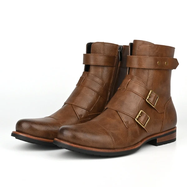 Men's Vintage Brown Buckled Motorcycle