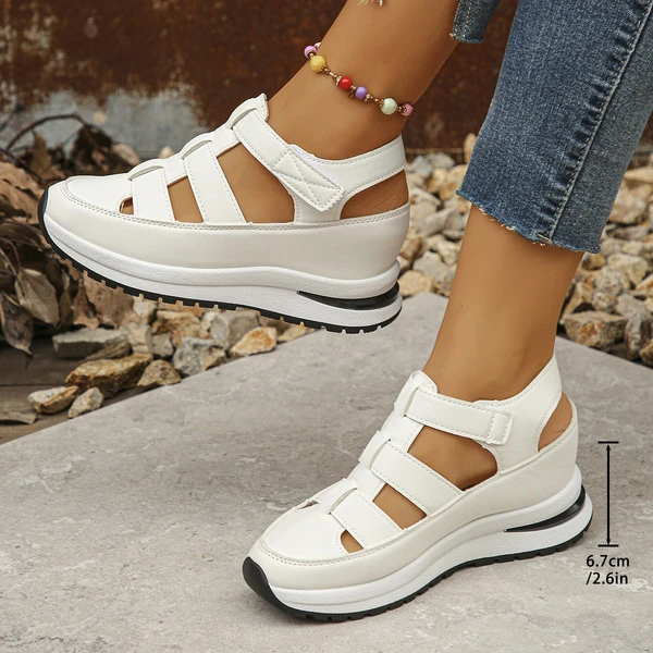 Women's Silver Cut-Out Platform Sneakers