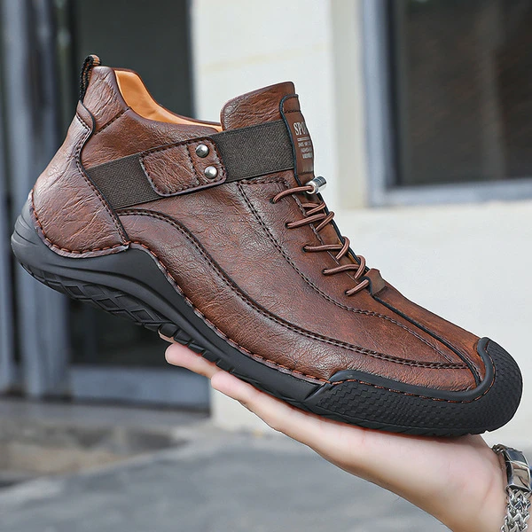 Men's Premium Brown Leather Casual Ankle Boots