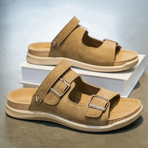 Men's Premium Dual Buckle Comfort Slide Sandals