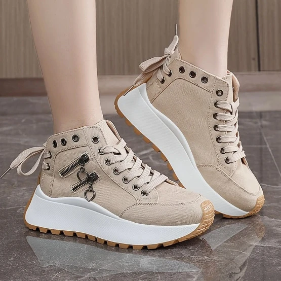 Women's Denim Platform High-Top Sneakers