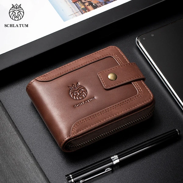 Men's Vintage Leather RFID Zip Wallet