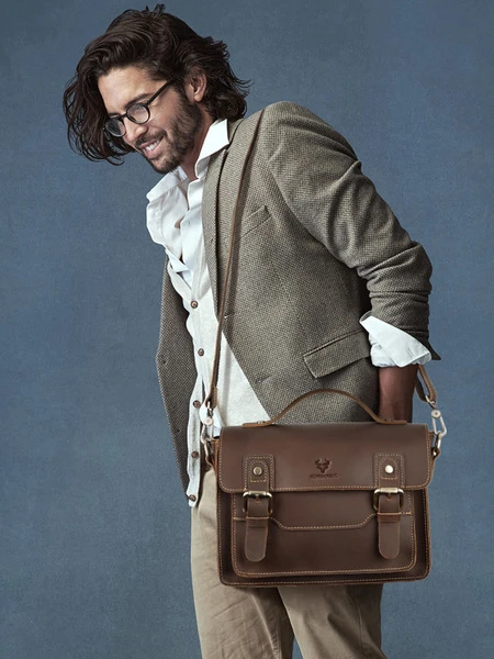 Premium Genuine Leather Business Briefcase Laptop Messenger Bag