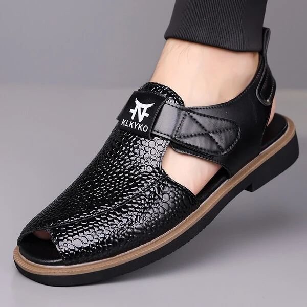 Men’s Premium Textured Leather-Look Casual Sandals