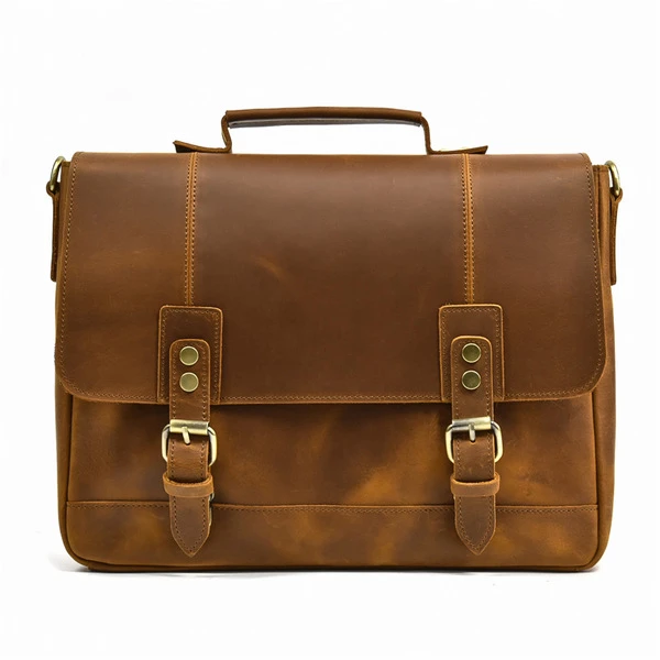 Premium Vintage Genuine Leather Messenger Briefcase