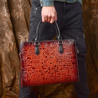 Premium Vintage Embossed Leather Laptop & Business Briefcase