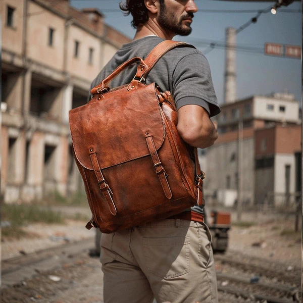 Premium Vintage Brown Leather Backpack