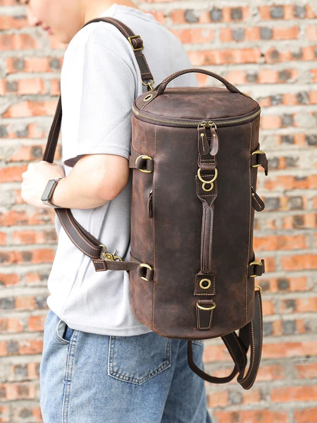 Premium Vintage Leather Convertible Backpack & Travel Bag