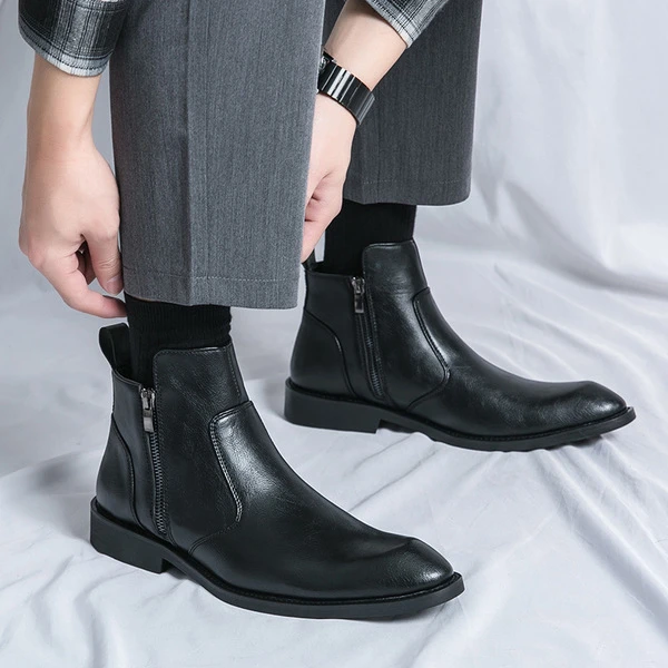Men’s Premium Leather Side-Zip Ankle Boots