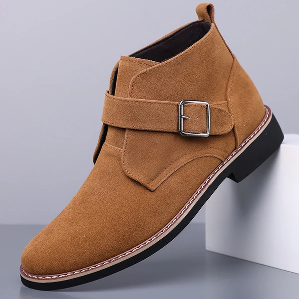 Premium Suede Leather Buckle Ankle Boots for Men