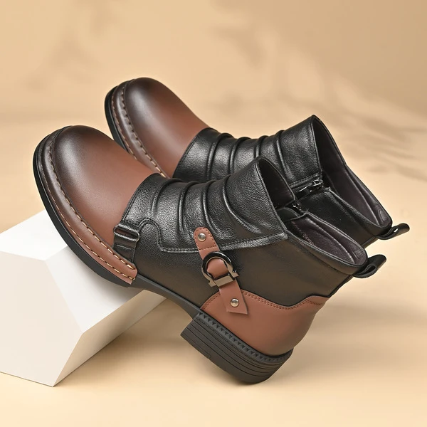 Premium Urban Leather Casual Ankle Boots