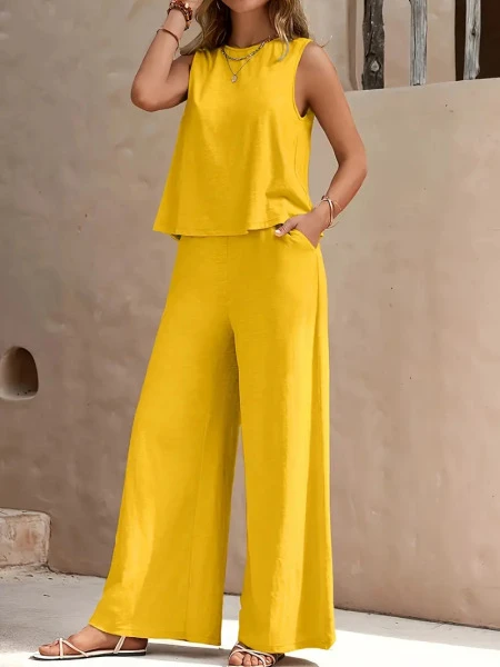 Women’s Premium Sleeveless Top & Wide-Leg Pants Co-Ord Set