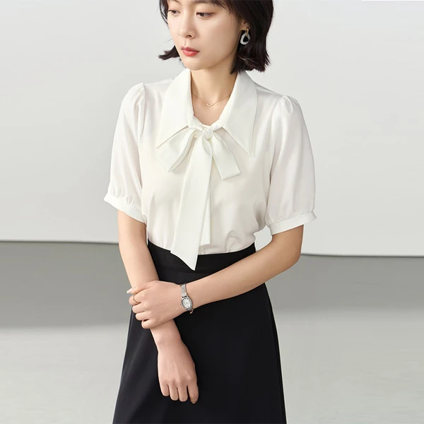 Women’s Premium Bow Tie Collar Chiffon Shirt