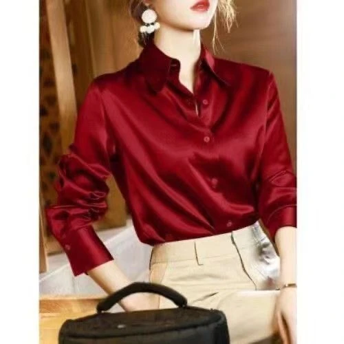 Women’s Premium Satin Silk-Look Formal Shirt