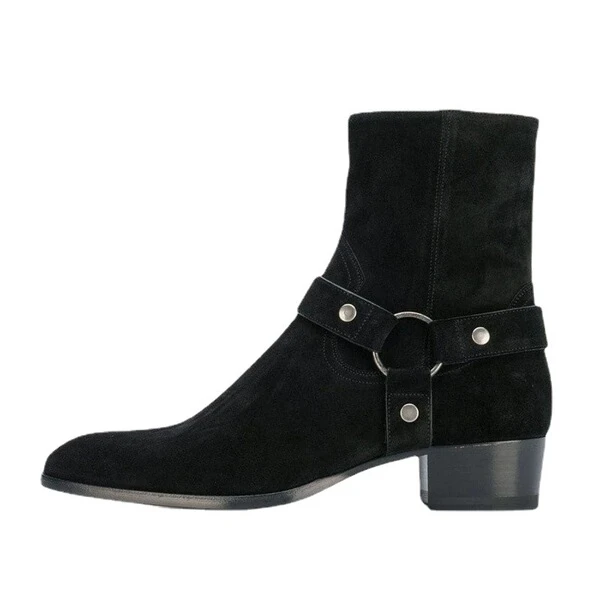 Premium Black Suede Ankle Boots – Imported Men's Collection