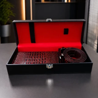 Premium Crocodile-Pattern Leather Belt & Wallet Gift Set