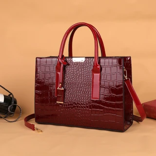 Premium Crocodile Texture Leather Tote Handbag