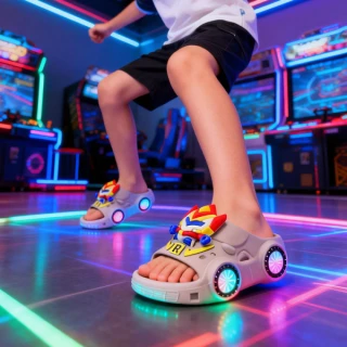 Kids Cartoon LED Wheel Slippers