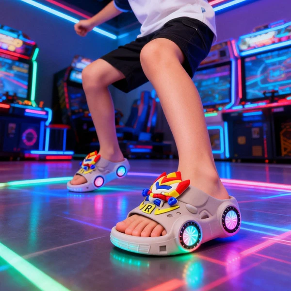 Kids Cartoon LED Wheel Slippers