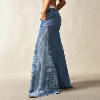 Women’s Premium Embroidered Wide-Leg Denim Jeans