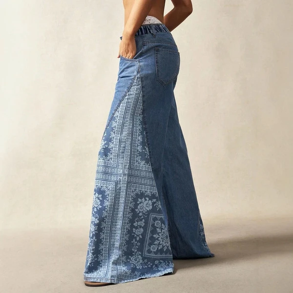 Women’s Premium Embroidered Wide-Leg Denim Jeans