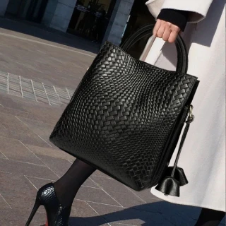 Premium Woven Leather Tote Handbag