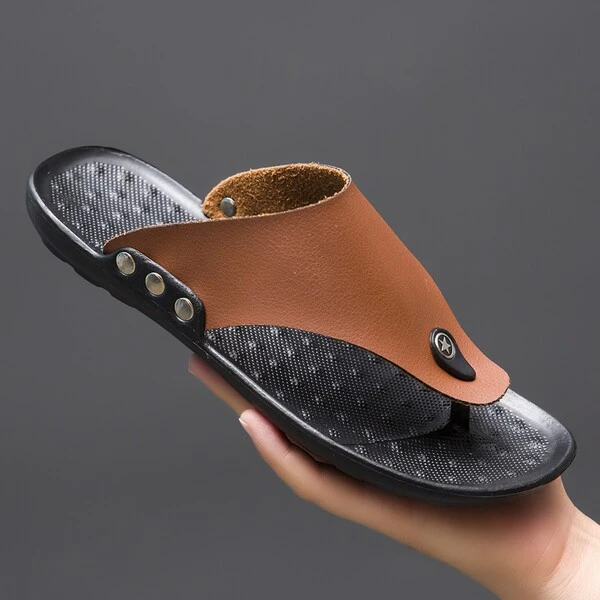 Men’s Premium Brown Leather Cross-Strap Sandals
