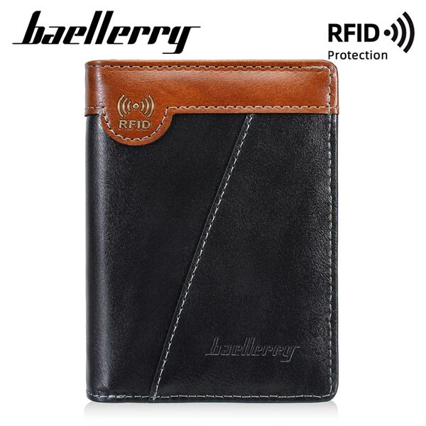 Men's RFID Blocking PU Leather Bifold Wallet with Coin Pocket