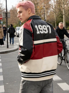 "Pure Halo" Vintage Colorblock Letterman Jacket