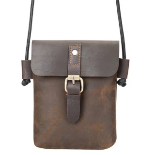 Imported Vintage Crazy Horse Genuine Leather Crossbody Phone Pouch Bag