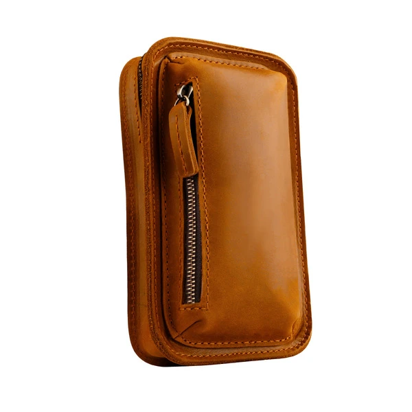 Imported Multifunctional Crazy Horse Genuine Leather Smartphone Belt Bag & Crossbody Pouch