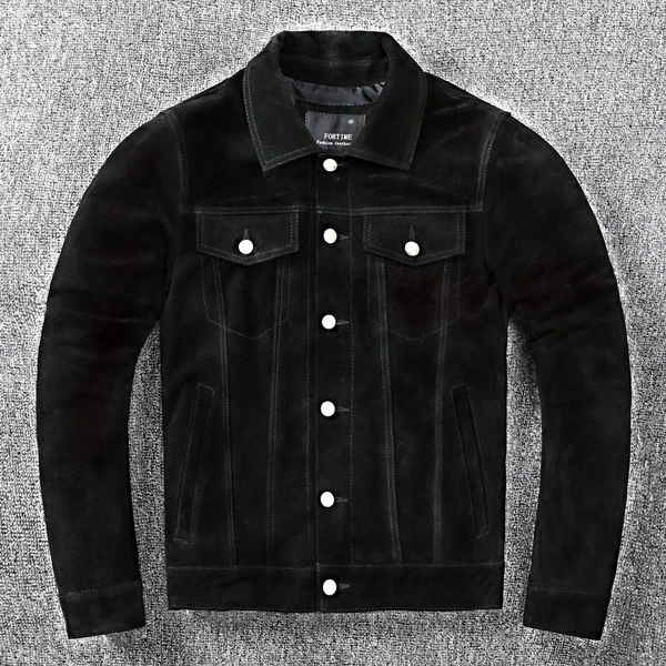 Premium Imported Men’s Genuine Leather Denim Jacket